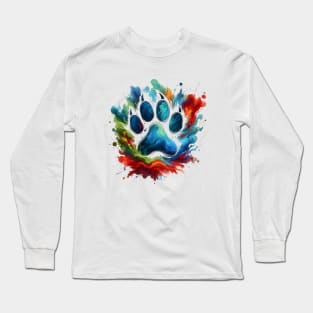 Dog Paws with watercolor splash Long Sleeve T-Shirt